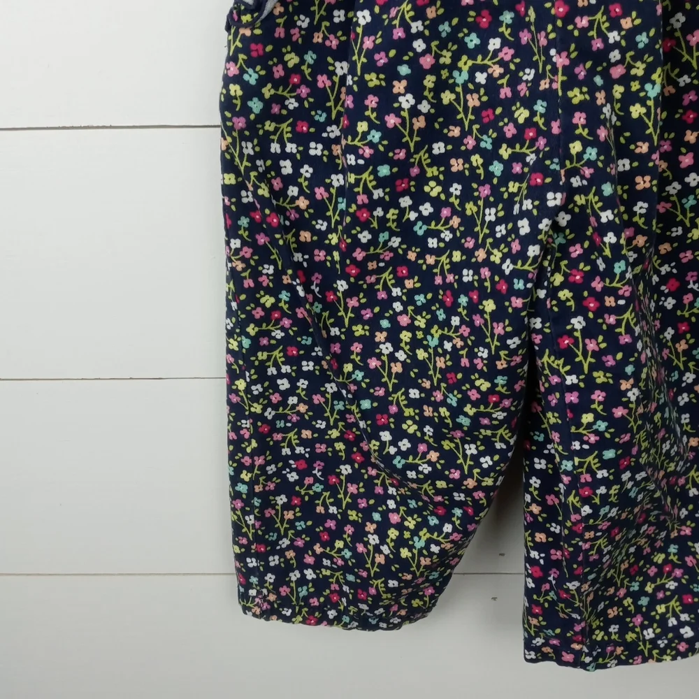 Cherokee girls size 3T ruffle smock small floral pant romper navy blue white